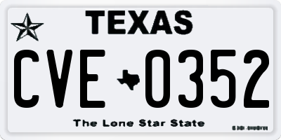 TX license plate CVE0352