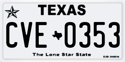 TX license plate CVE0353