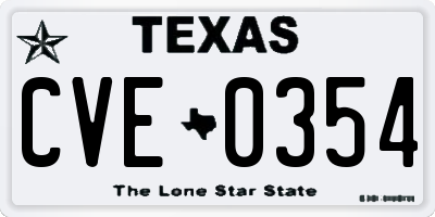 TX license plate CVE0354