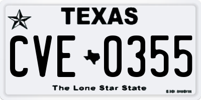 TX license plate CVE0355