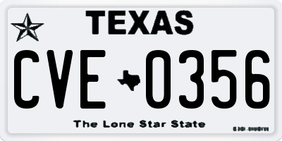 TX license plate CVE0356