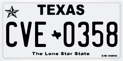 TX license plate CVE0358