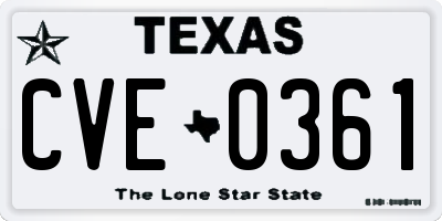 TX license plate CVE0361