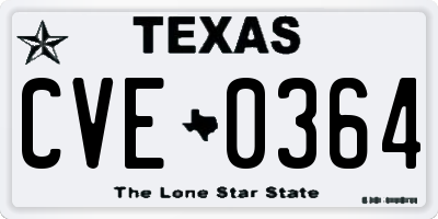 TX license plate CVE0364
