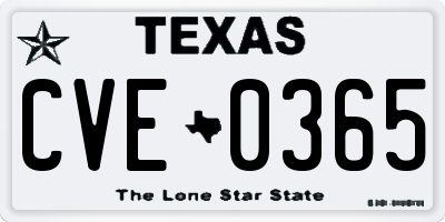 TX license plate CVE0365