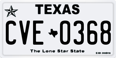 TX license plate CVE0368