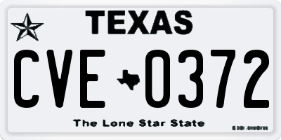TX license plate CVE0372
