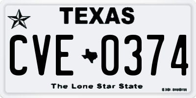 TX license plate CVE0374