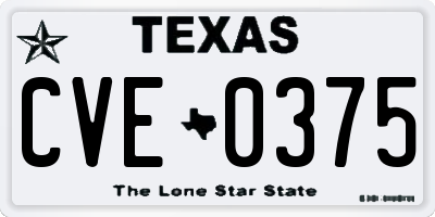 TX license plate CVE0375