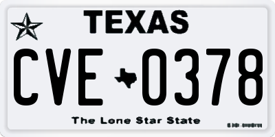 TX license plate CVE0378
