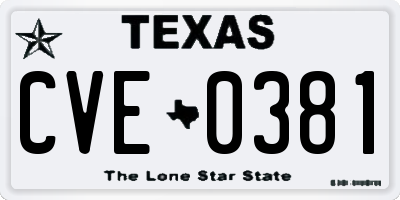 TX license plate CVE0381