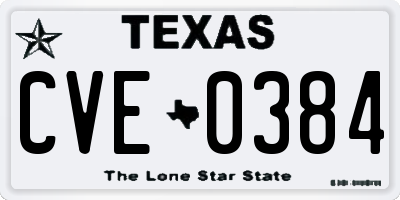 TX license plate CVE0384