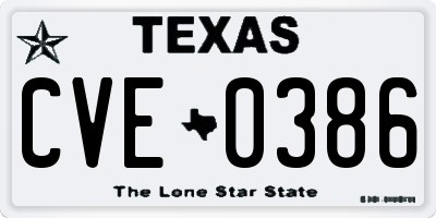 TX license plate CVE0386