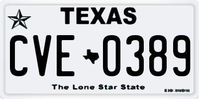 TX license plate CVE0389