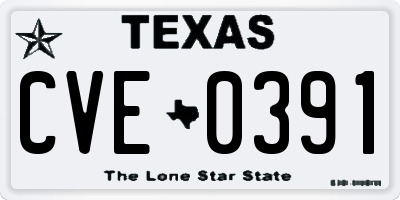 TX license plate CVE0391