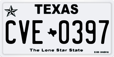 TX license plate CVE0397