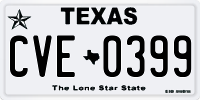 TX license plate CVE0399