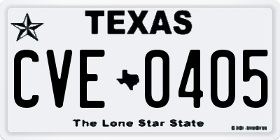 TX license plate CVE0405