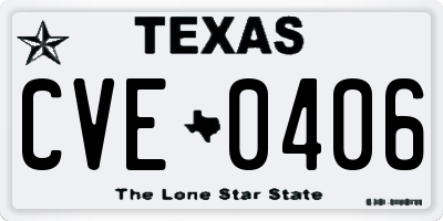TX license plate CVE0406