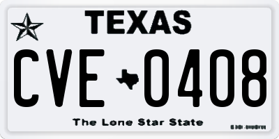 TX license plate CVE0408
