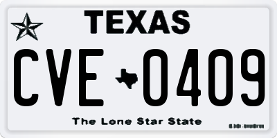 TX license plate CVE0409