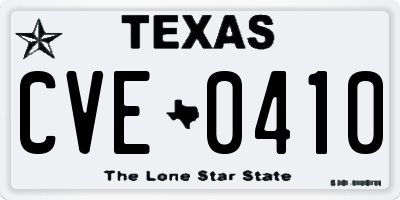TX license plate CVE0410