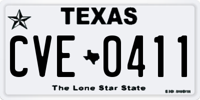 TX license plate CVE0411