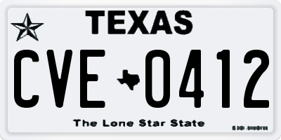 TX license plate CVE0412