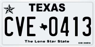 TX license plate CVE0413