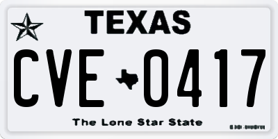 TX license plate CVE0417
