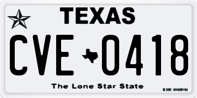 TX license plate CVE0418