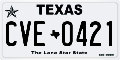 TX license plate CVE0421