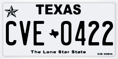 TX license plate CVE0422
