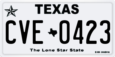 TX license plate CVE0423
