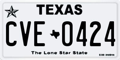 TX license plate CVE0424