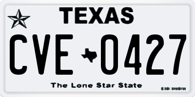TX license plate CVE0427