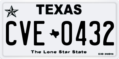 TX license plate CVE0432