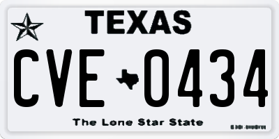 TX license plate CVE0434