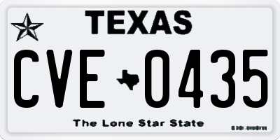 TX license plate CVE0435