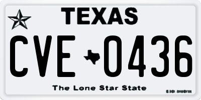 TX license plate CVE0436