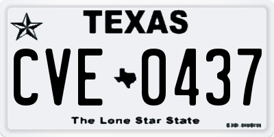 TX license plate CVE0437