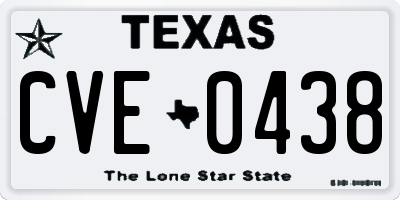 TX license plate CVE0438