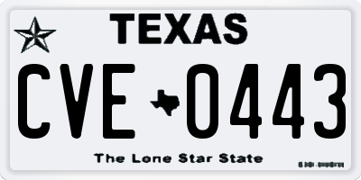 TX license plate CVE0443