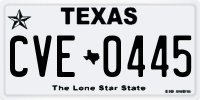 TX license plate CVE0445