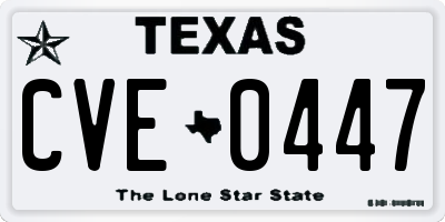 TX license plate CVE0447