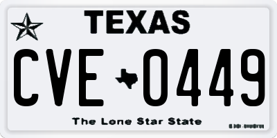 TX license plate CVE0449