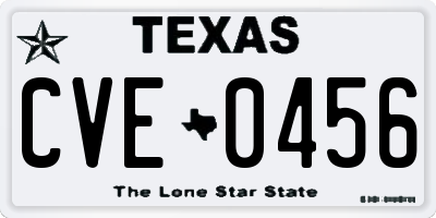 TX license plate CVE0456