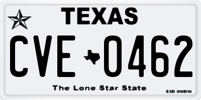 TX license plate CVE0462