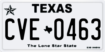 TX license plate CVE0463