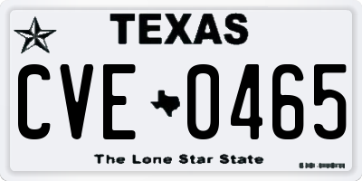 TX license plate CVE0465
